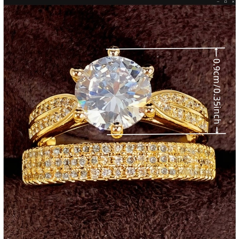 2set Luxury Classic Wedding Ring Set, Engagement & Eternity Rings